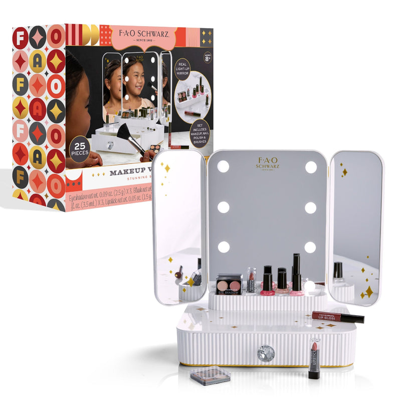 Girls Vanity Makeup Studio Low Profile, 24 Piece, White A3894