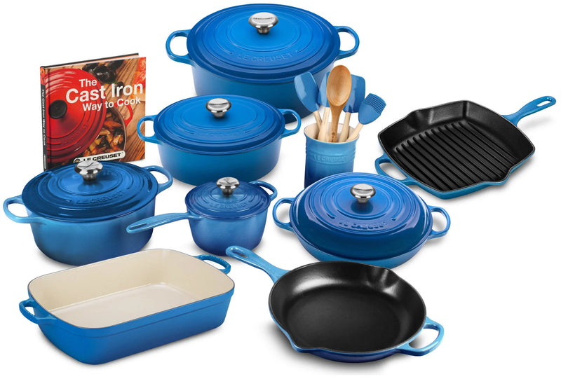 20-piece Signature Cast Iron Cookware Set,10.25 Skillet,1.75-quart Saucepan with Lid N9746