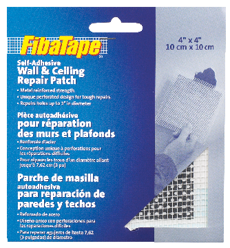 Self-Adhesive Wall & Ceiling Hole Repair Patch For Drywall & Plaster, 4 x 4-in S1449