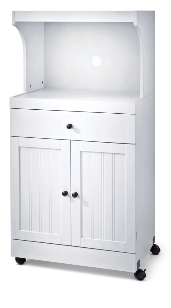 2-Door 1-Drawer Microwave Cart/Stand Kitchen Storage Cabinet With Wheels, White N8662