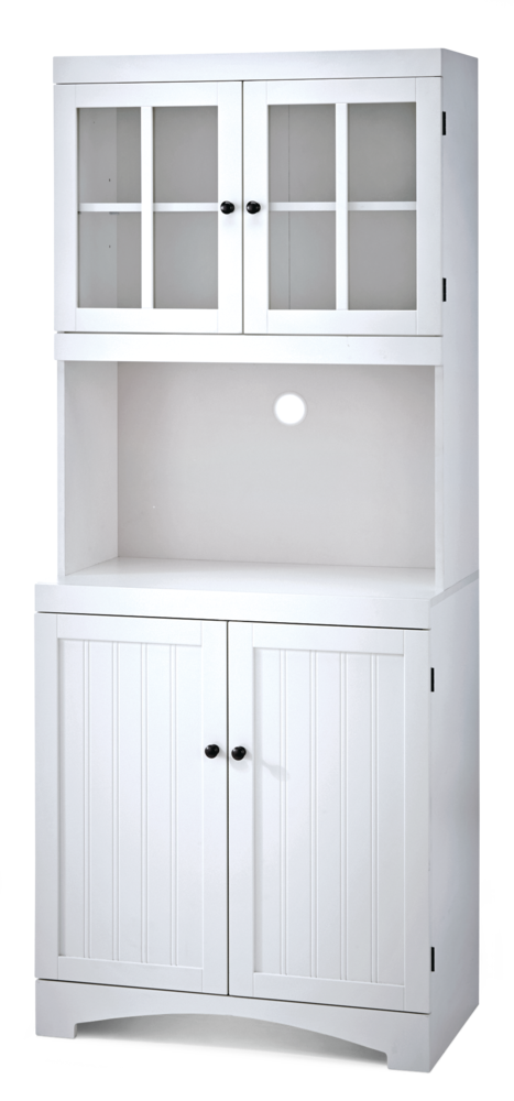 4-Door Open Shelf Freestanding Kitchen Pantry Storage Cabinet, Cream T6156