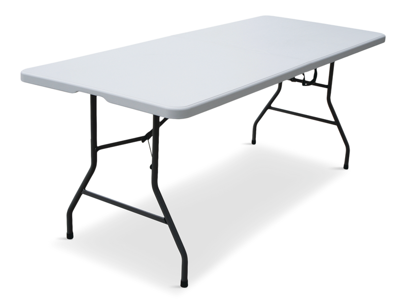 6-ft Portable Indoor/Outdoor Plastic & Metal Folding Table with Handle, White T2890