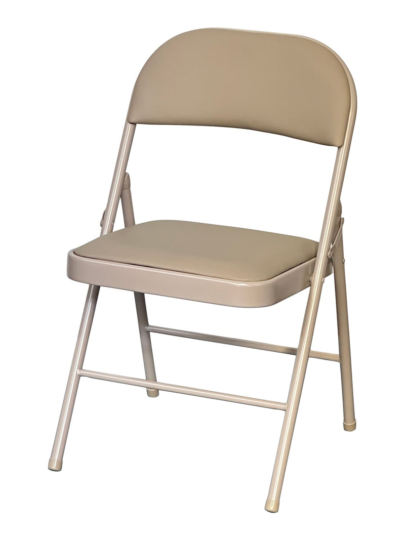 Beige Indoor Padded Vinyl Folding Chair V1017