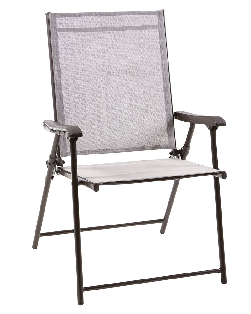 Bluebay Sling Folding Outdoor Patio Accent Chair, Grey, 25x24x37-in E6995