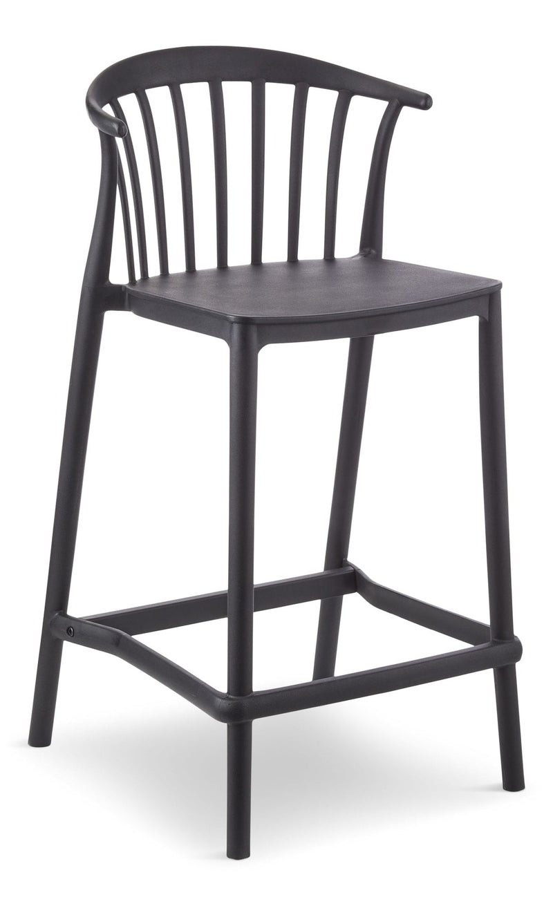 Elevated Plastic Bar Stool with Footrest, Black I2281