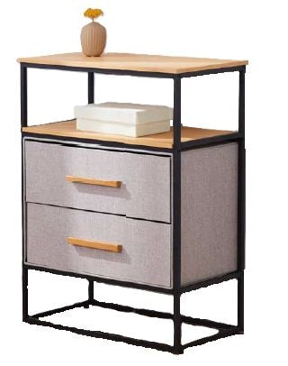 Fabric 2-Drawer 1-Shelf Storage Organizer, Wood I3117