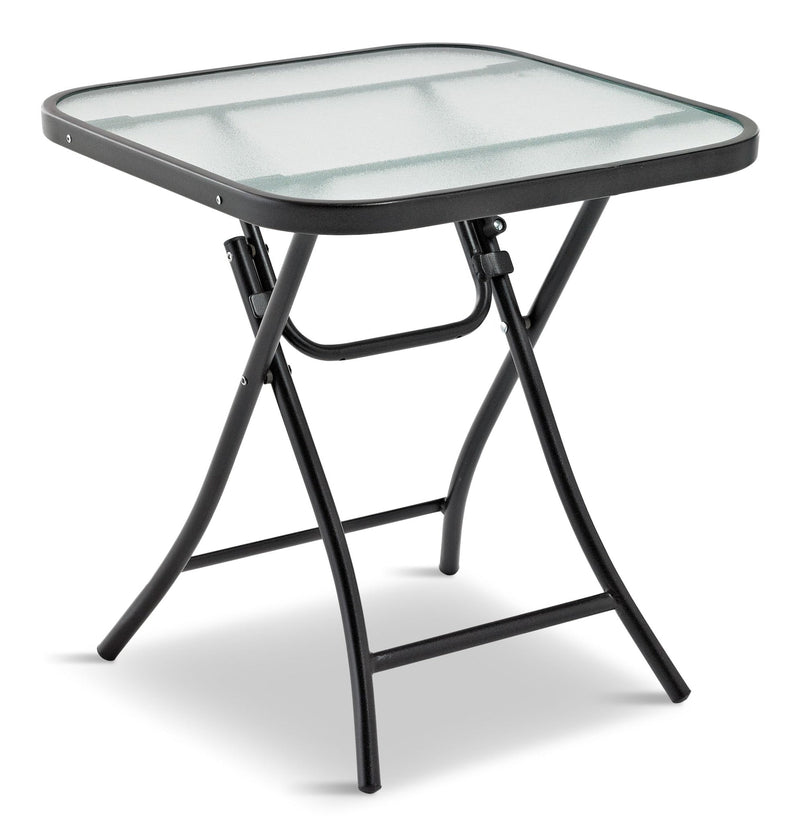 Folding Outdoor/Patio Side Table with Glass Top, Assorted, 18-in P4953