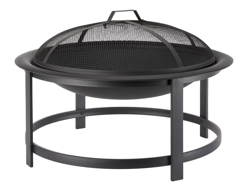 Macaulay Round Outdoor Wood Firepit, 29-1/2-in, Black K3696