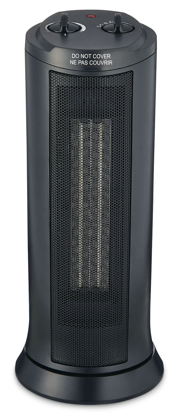 Oscillating Tower Ceramic Space Heater withThermostat, 1500W, Black C9366