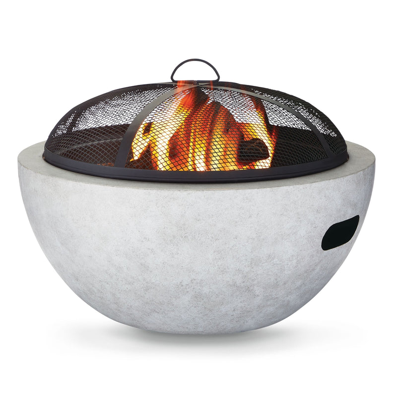 Outdoor Round Steel Wood Burning Firepit with Spark Screen, 24-in V7941
