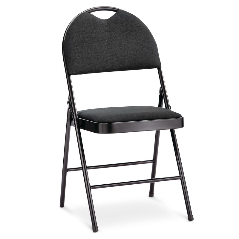 Portable High-Back Upholstered & Padded Metal Folding Chair, Black I8924