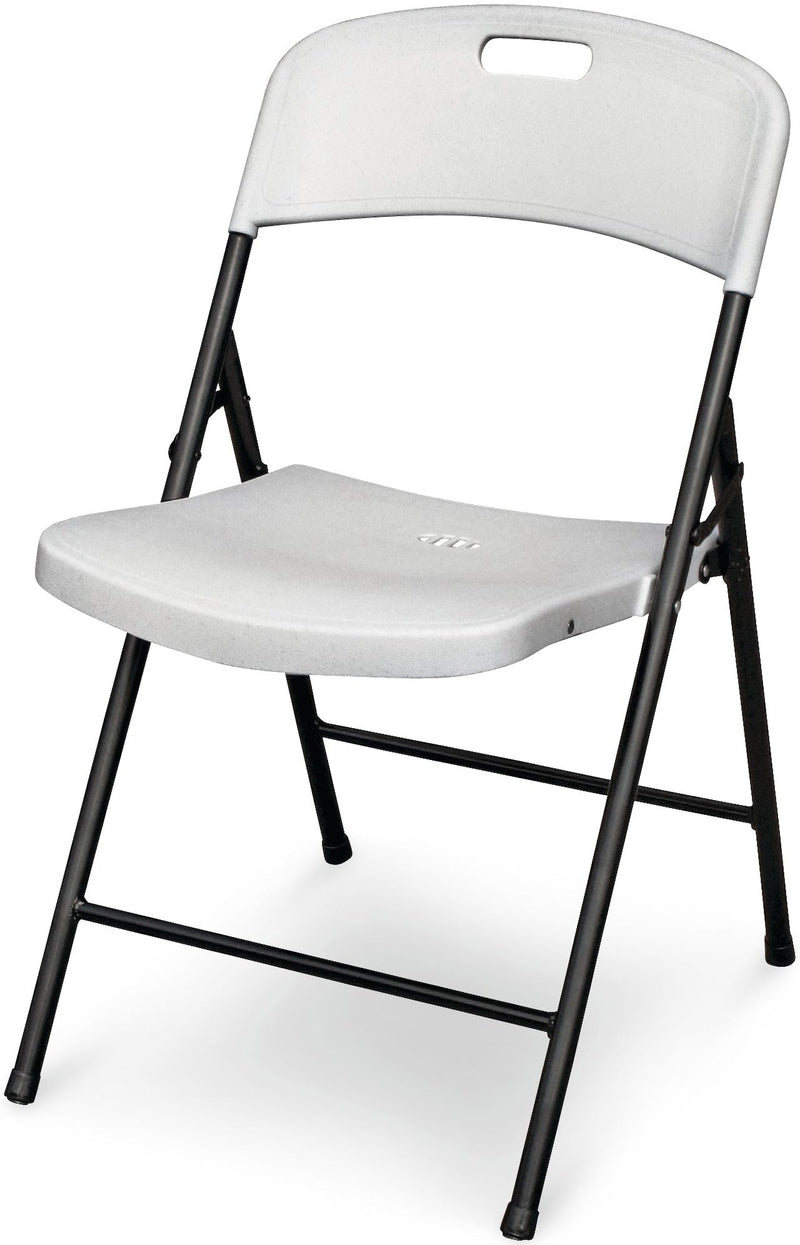 Portable Indoor/Outdoor Contoured Plastic & Metal Folding Chair, White N3689