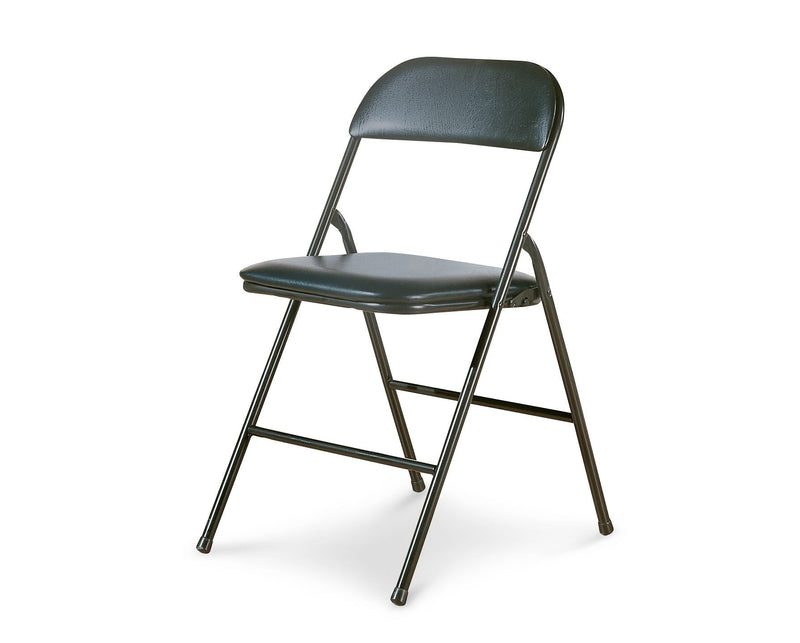 Portable Vinyl Upholstered & Padded Metal Folding Chair, Black, 2-pk O5521