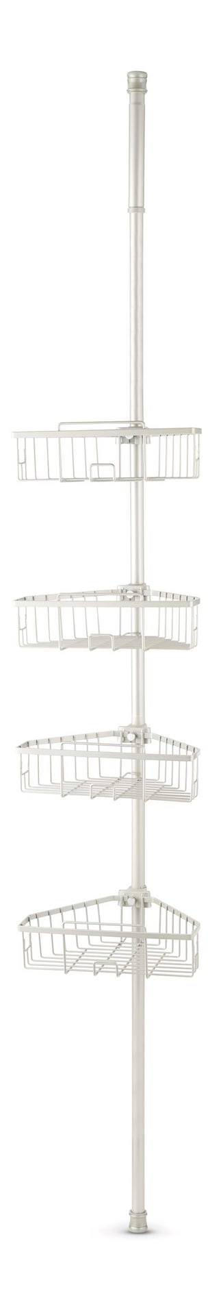 Rust-Resistant Adjustable Basket Tension Pole Shower Caddy, Nickel, 108-in x 11-in x 9-in N0631