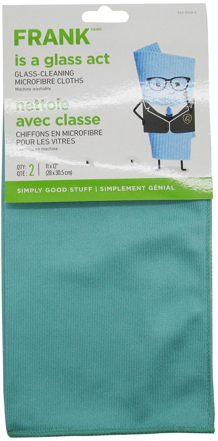 Glass Cleaning Machine Washable Microfibre Cloths, Blue, 2-pk P2065