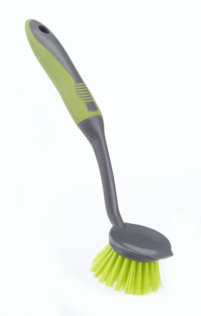 Round Non-Stick Surfaces Dish Scrub Brush with Stiff & Durable Fibre Bristles with Scraper J1095