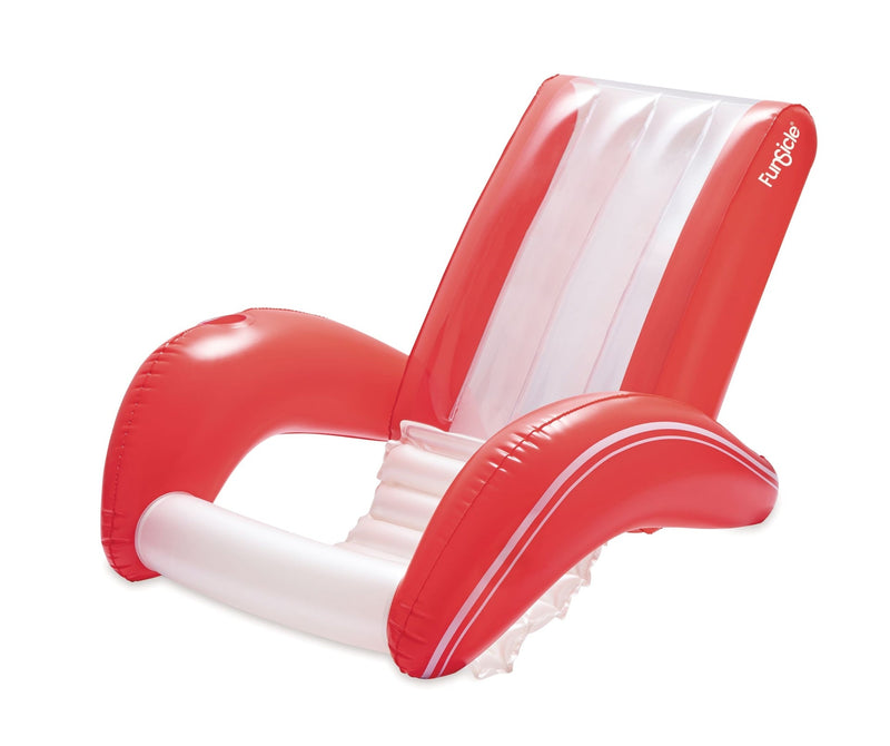 Red and White Recliner Floating Pool Lounger, Ages 14+ Z3622