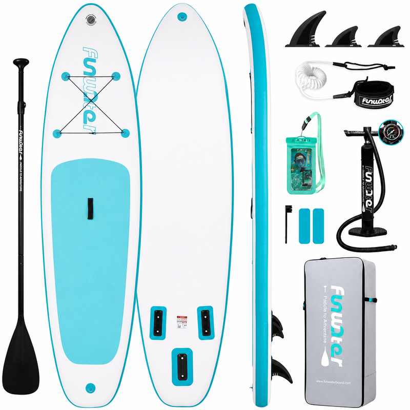 FunWater 10 ft 6 in Inflatable Stand Up Paddle Board Set – Sky Blue Y0960