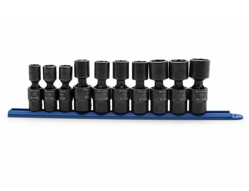 6 Point Standard Drive X-Core Pinless Universal Impact Socket Set, Metric, 1/2-in, 10-pc R3371
