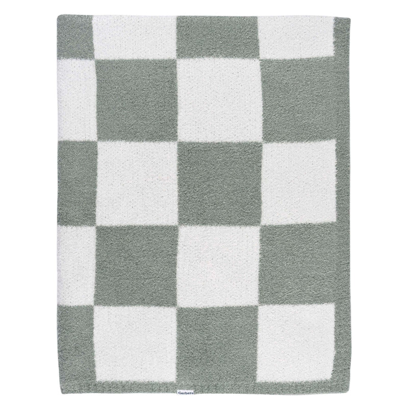 Childrenwear Green Checkered Silky Mink Baby Blanket N3155