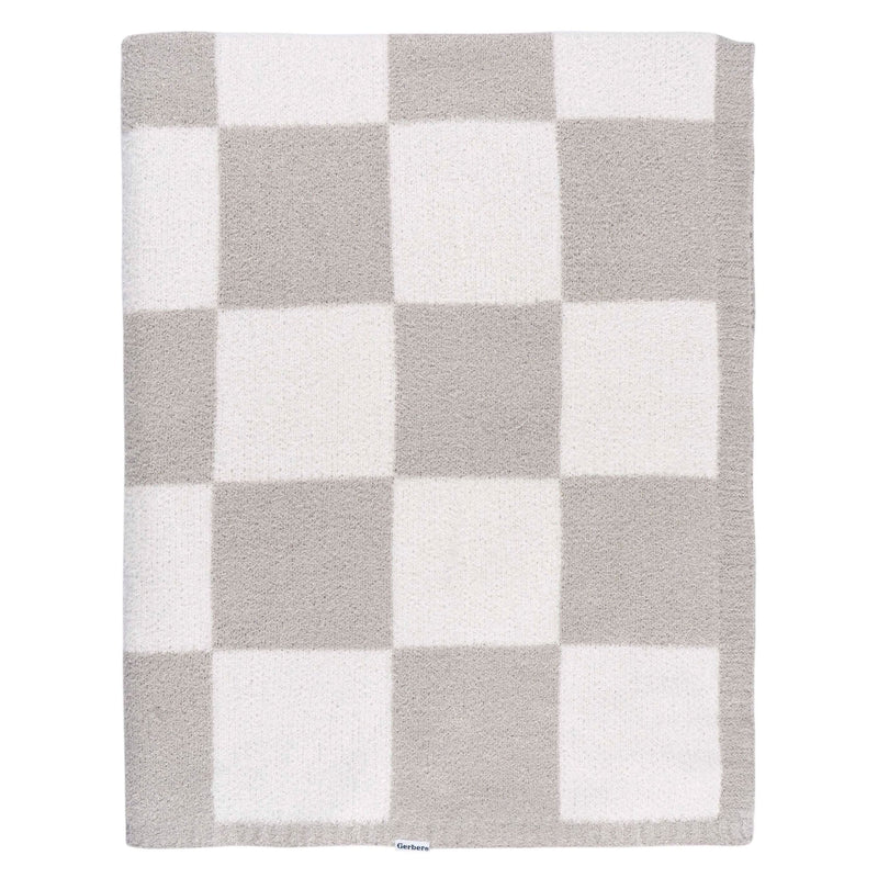Childrenwear Tan Checkered Silky Mink Baby Blanket E1622
