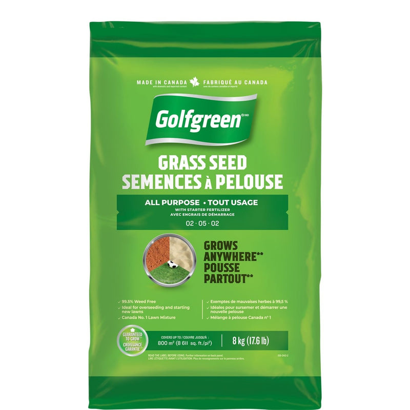 All Purpose Grass Seed with Starter Fertilizer, Weed-Free, 2-5-2, 8kg S5484