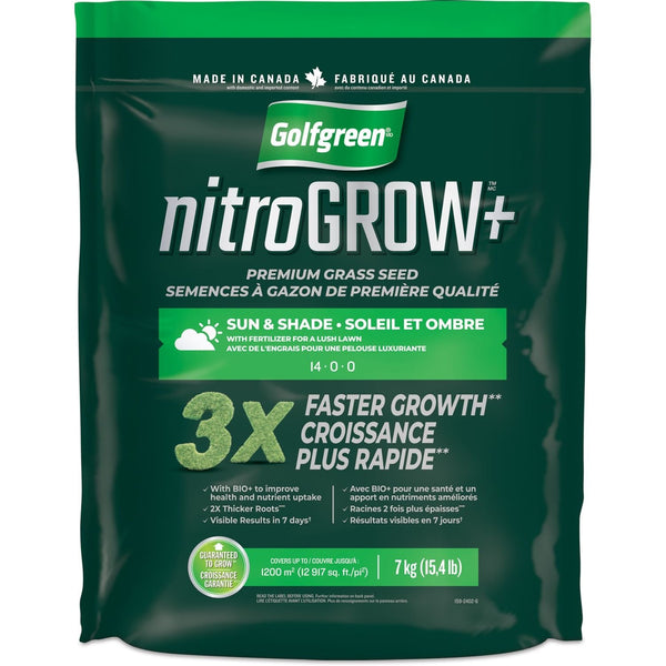Nitrogrow+ Premium Nitrogen Enriched Sun and Shade Grass Seed with Fertilizer, 14-0-0, 7kg X2569