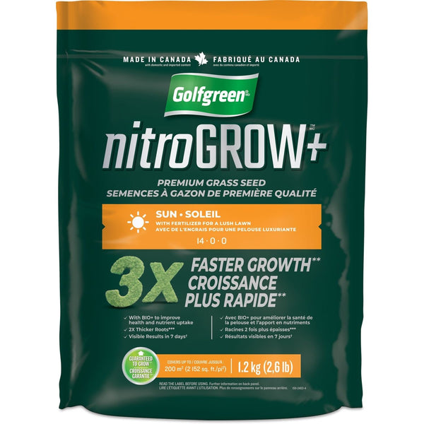 Nitrogrow+ Premium Nitrogen Enriched Sun Grass Seed with Fertilizer, 14-0-0, 1.2kg H5533