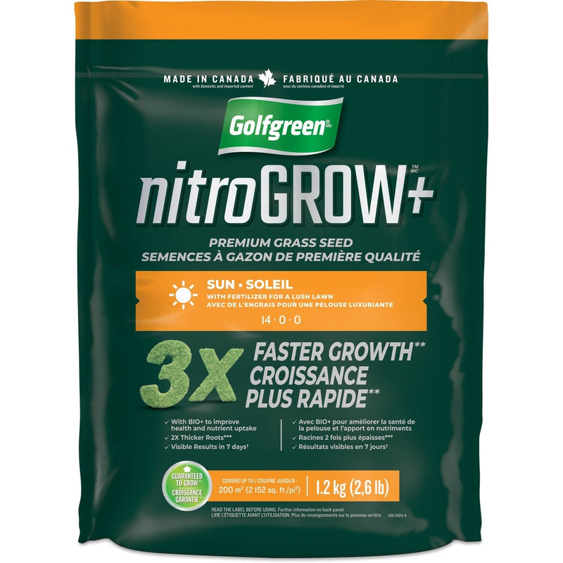 Nitrogrow+ Premium Nitrogen Enriched Sun Grass Seed with Fertilizer, 14-0-0, 1.2kg H5533