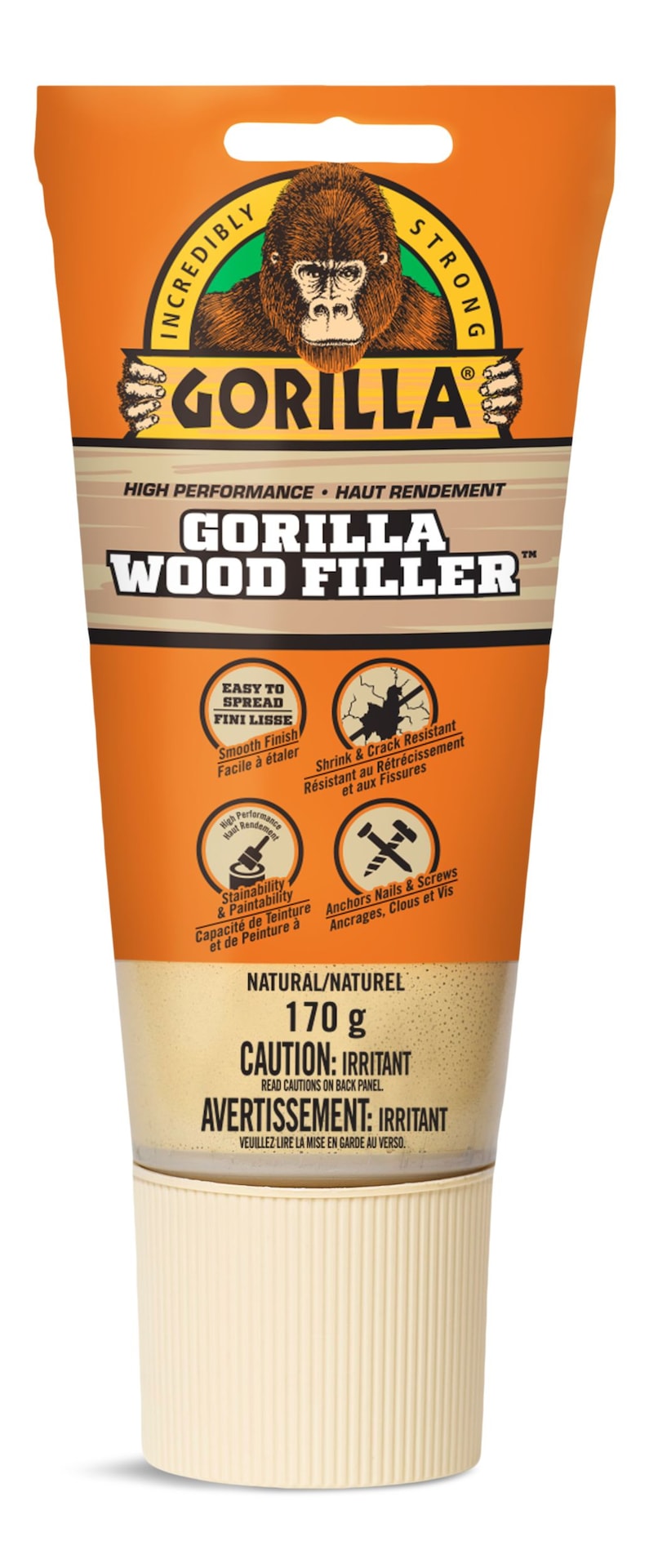 Glue Interior/Exterior Wood Filler, For Cracks, Gouges & Holes, 6-oz Tube Y7664