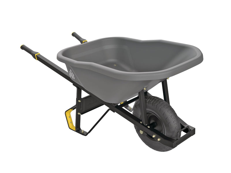 Pro Grade Heavy Duty Poly Tub Wheelbarrow, Poly/Plastic Tray, 6-cu-ft V3335
