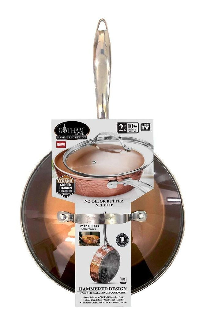 Hammered Diamond Pan with Lid, 10-in P2998