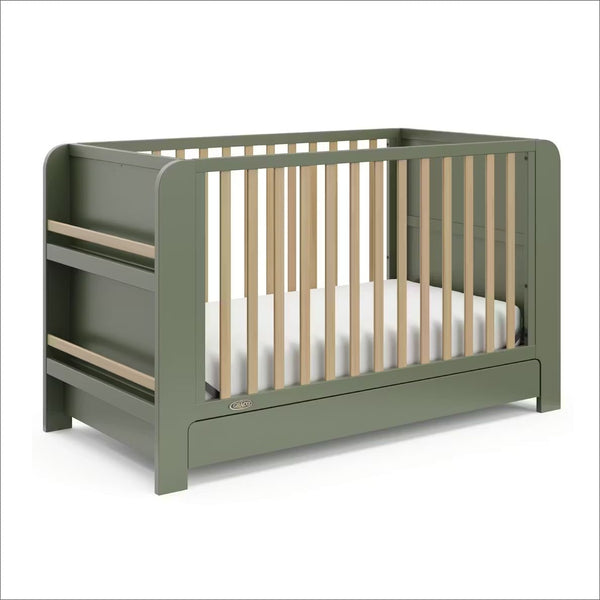 Read-with-Me 4-in-1 Crib with Drawer - Olive/Driftwood N1122