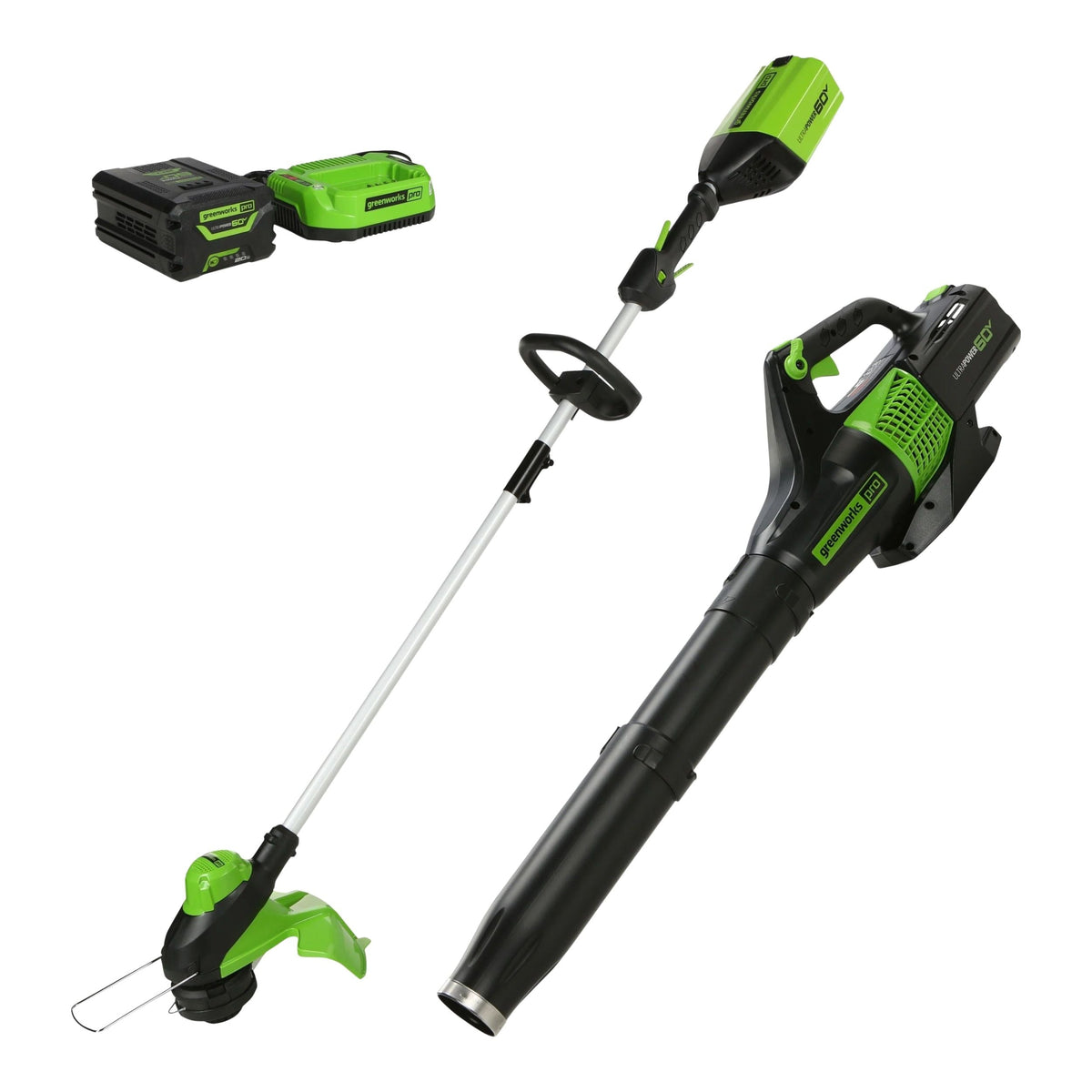 60V 13-in String Trimmer & 540CFM/140MPH Blower Combo Kit with 4.0Ah Battery & Charger