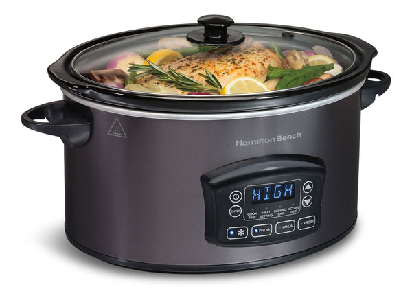 Programmable Defrost Slow Cooker, Black, 6-qt U3140