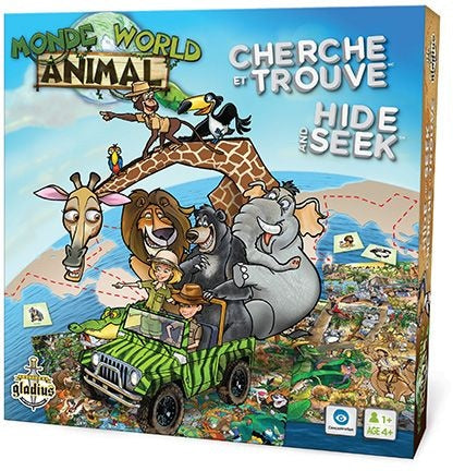 Hide and Seek Animal World Family Board Game, Bilingual, Ages 4+ T1506