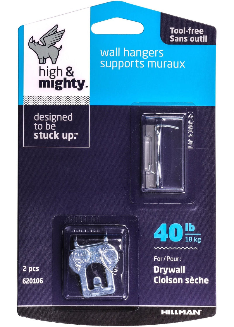 Canvas WAll Hanger, Easy to Remove, 40-lb Capacity, Silver, 2-pk J9669