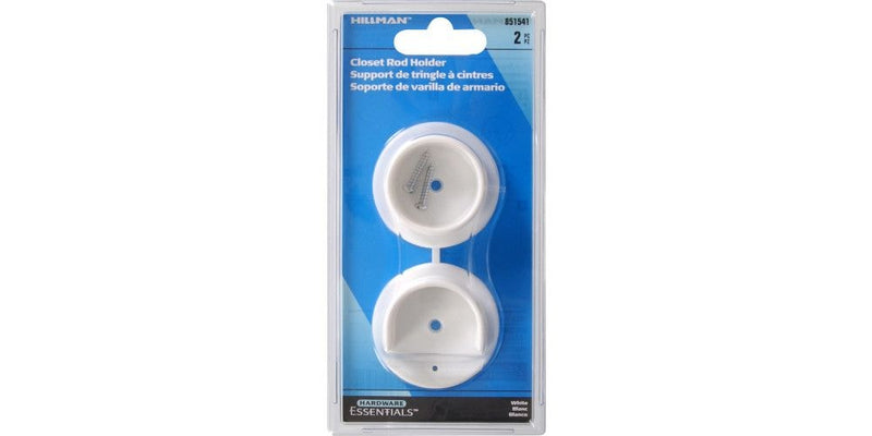 Closet Rod Holder, Mounting Hardware Included, White, 2-pc H9057