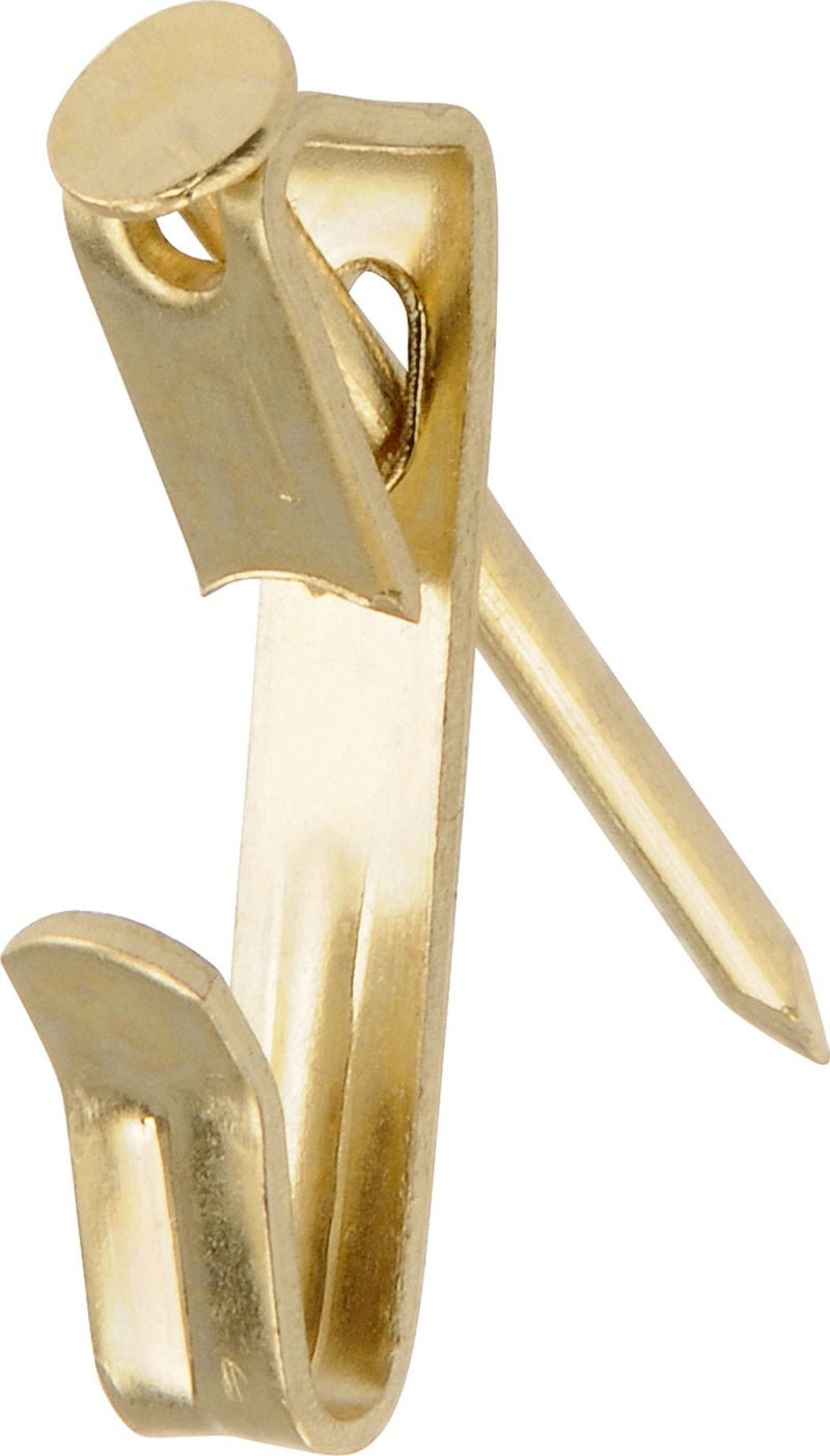 Conventional Picture Hanger, For DrywAll/ Plaster WAll, 30-lb Capacity, Brass Plated, 6-pk V1286