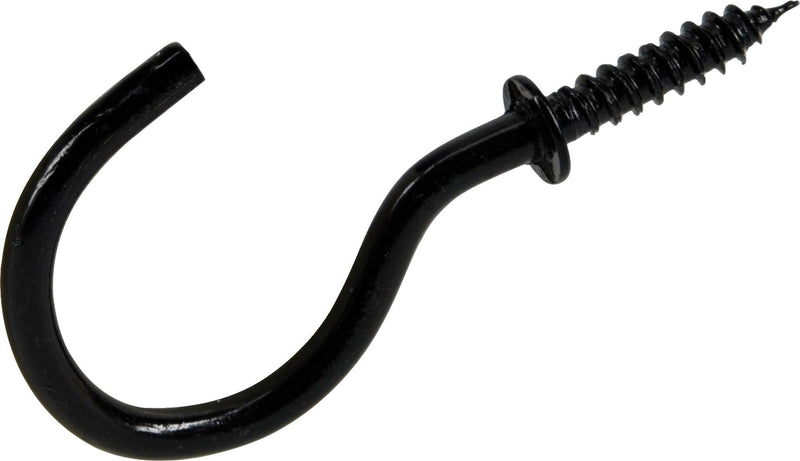 Mug Cup Hook, Half Hook Half Screw, Black, 7/8-in, 8-pk V9864