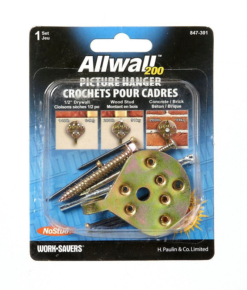 No Stud All WAll Picture Hanger, With Fasteners, 200-lb Capacity, Gold N9525