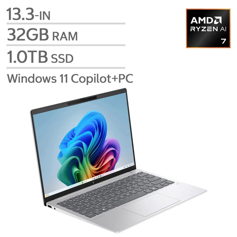 HP Omnibook 7 Aero 13.3-in. Copilot+ PC Laptop, AMD Ryzen AI 7 350, 32 GB RAM, 1 TB SSD S7649