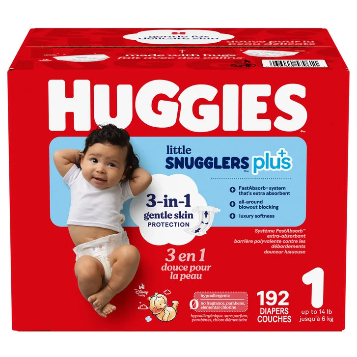 Huggies Little Snugglers Plus Diapers, Sizes 1 - 2 W0257