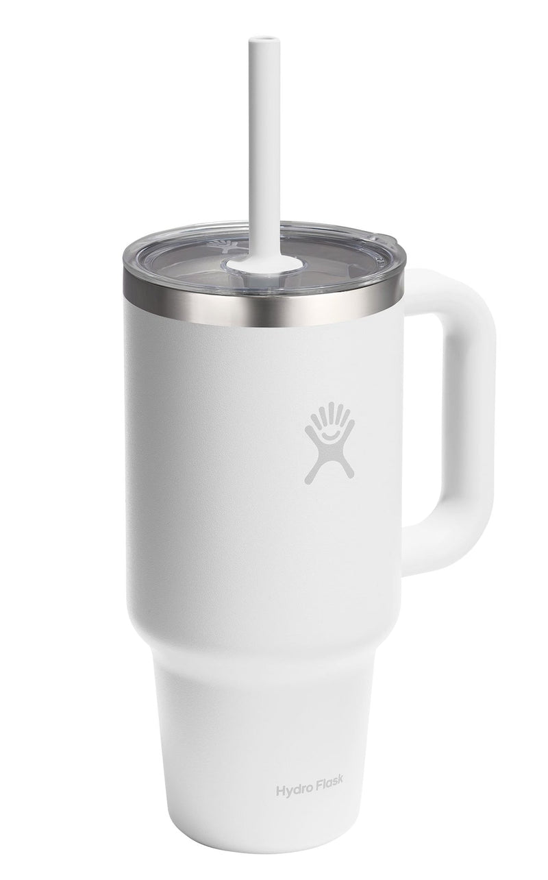 Stainless Steel Insulated Travel Tumbler with Clear Lid, White, 32-oz P3550
