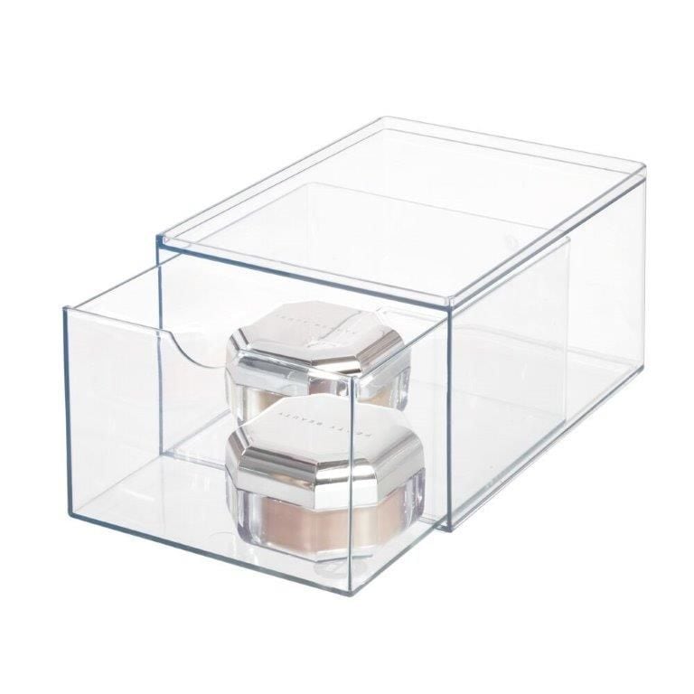 RPET Stackable Pull-Out Drawer Organizer Bin, Clear Z3106