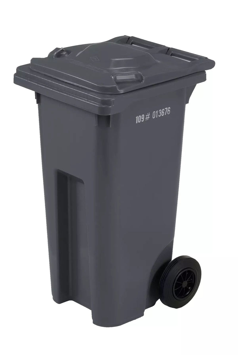 Mastercart Plastic Rectangular Wheeled Garbage Can, Black, 120-L T7709