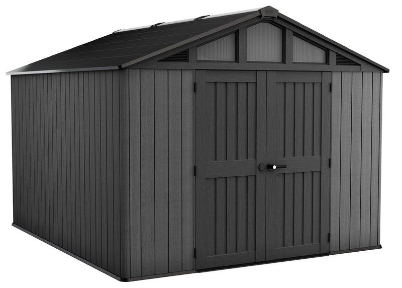 Apex Resin 2-Door Outdoor Storage Shed with Full Length Skylight, Grey, 10-ft x 11.5-ft I4322
