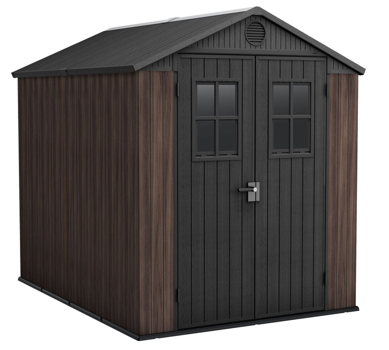 Darwin Resin Outdoor Storage Shed with DecoCoat, Brown, 6-ft x 8-ft R5168