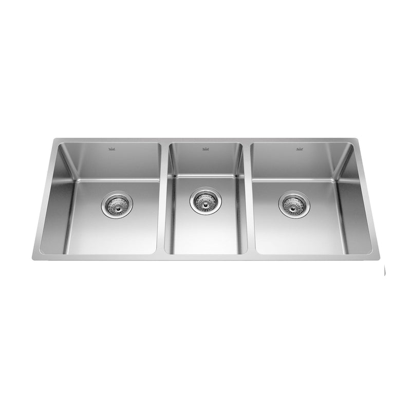 Brookmore Undermount Triple Bowl Kitchen Sink, 41.5-in x 18.1-in x 9-in, Stainless Steel B9720