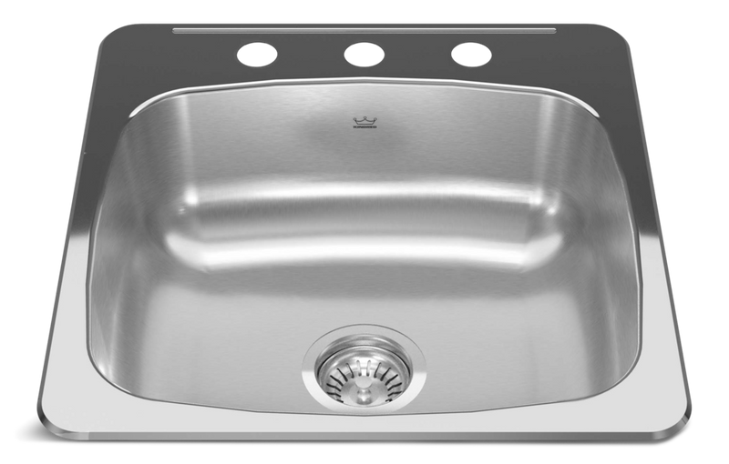 Drop In Single Bowl 3-Hole Kitchen Sink, 20.13-in x 20.56-in, Stainless Steel V0780